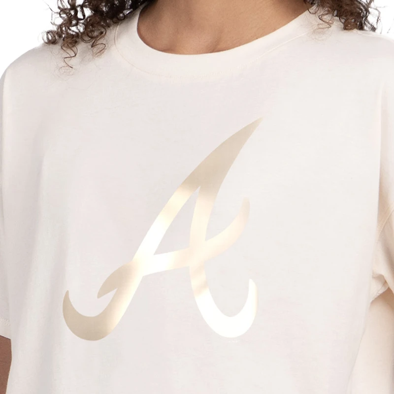 T-shirt court et carré Starter Cream pour femme, Atlanta Braves, pastels