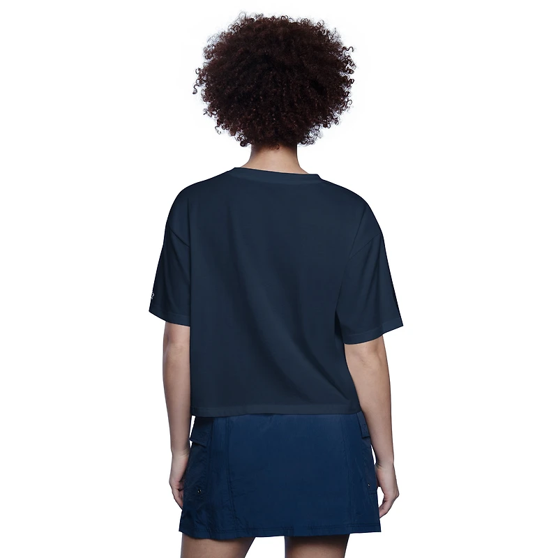 Women's Starter Navy Atlanta Braves Play the Ball Boxy Cropped T-Shirt