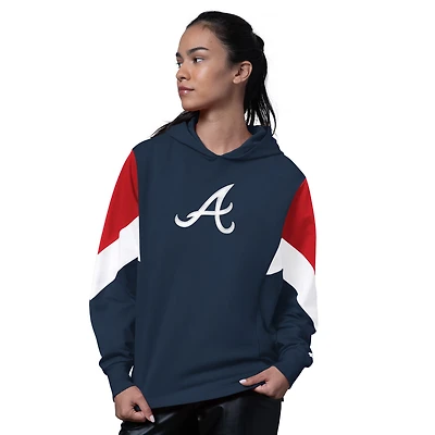 Women's Starter  Navy Atlanta Braves Scrimmage Pullover Hoodie