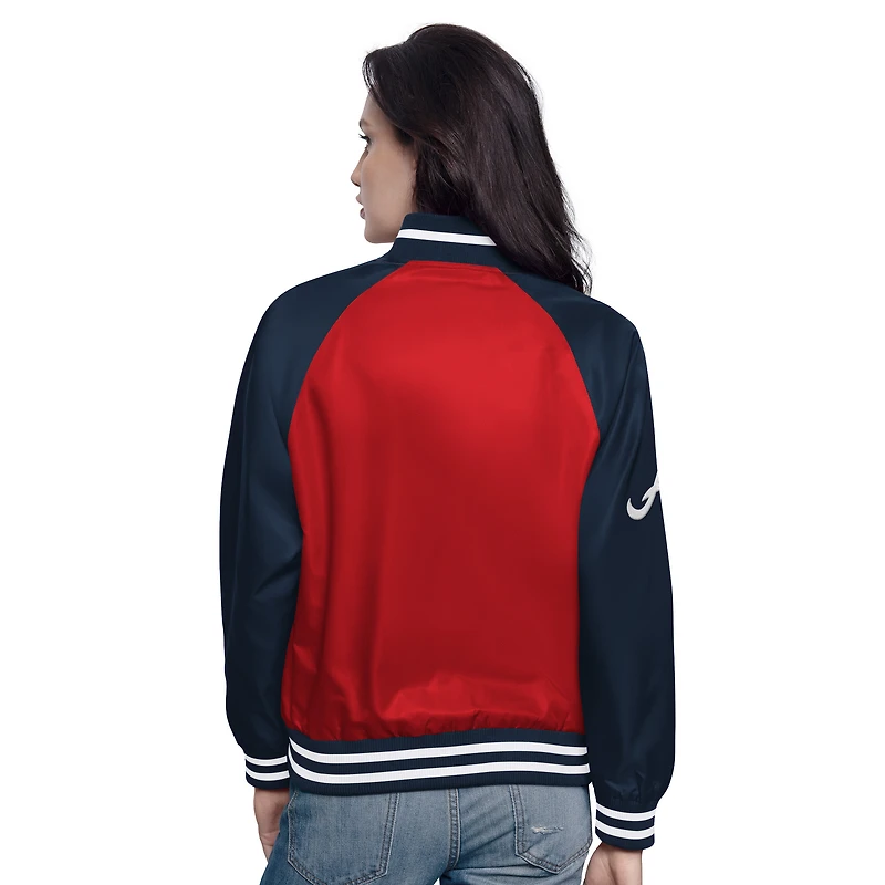Women's Starter Red/Navy Atlanta Braves Home Run Full-Snap Varsity Jacket