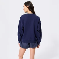 Sweat-shirt à col rond Terez pour femme, bleu marine, rayures et logo pierres précieuses, Atlanta Braves