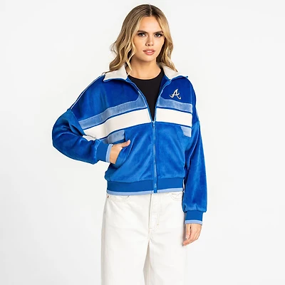 Women's The Wild Collective  Blue Atlanta Braves Velvet Cord Full-Zip Jacket