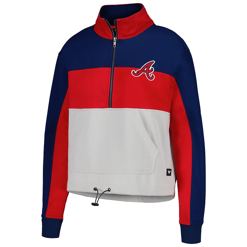 Women's The Wild Collective Red/Navy Atlanta Braves Colorblock 1/4 Zip Jacket