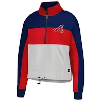 Women's The Wild Collective Red/Navy Atlanta Braves Colorblock 1/4 Zip Jacket