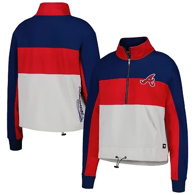 Women's The Wild Collective Red/Navy Atlanta Braves Colorblock 1/4 Zip Jacket
