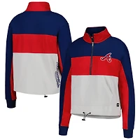 Women's The Wild Collective Red/Navy Atlanta Braves Colorblock 1/4 Zip Jacket