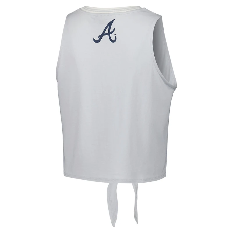 Débardeur torsadé à nouer sur le devant The Wild Collective Atlanta Braves blanc pour femme