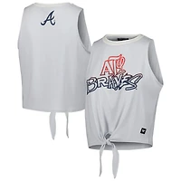 Débardeur torsadé à nouer sur le devant The Wild Collective Atlanta Braves blanc pour femme