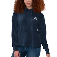 Women's Touch Navy Atlanta Braves End Line Pullover Hoodie