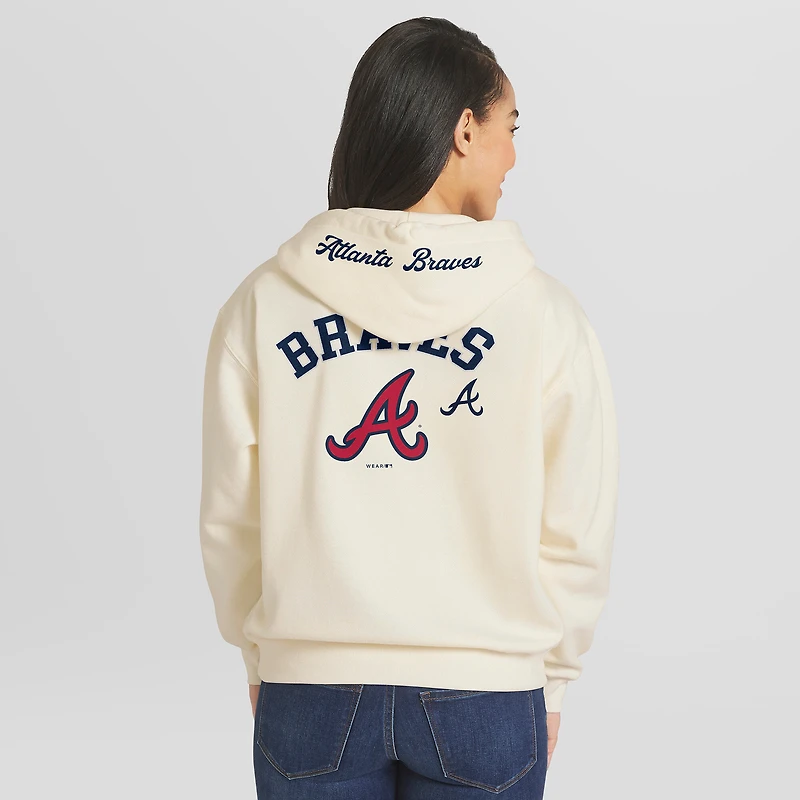 Sweat à capuche zippé crème Atlanta Braves de la marque WEAR by Erin Andrews pour femmes