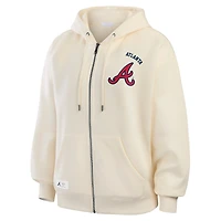 Sweat à capuche zippé crème Atlanta Braves de la marque WEAR by Erin Andrews pour femmes