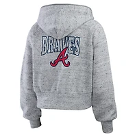 Women's WEAR by Erin Andrews  Heather Gray Atlanta Braves Speckled Fleece Cropped Full-Zip Hoodie