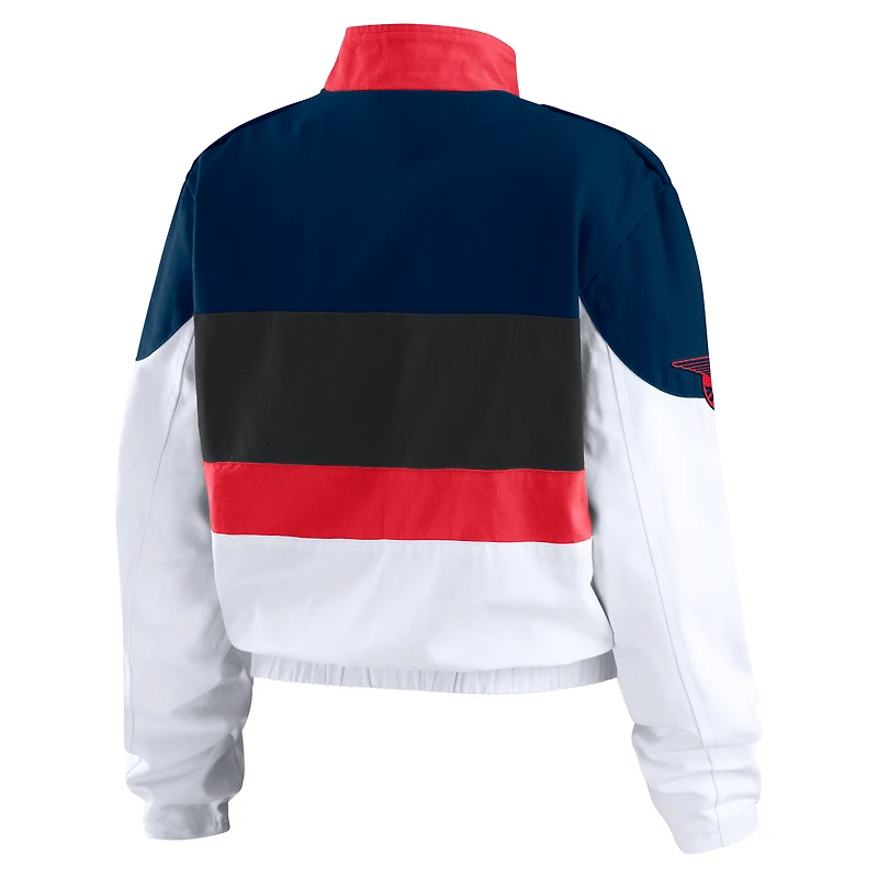 Women's WEAR by Erin Andrews  Navy/White Atlanta Braves Racing Full-Zip Jacket