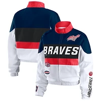 Women's WEAR by Erin Andrews  Navy/White Atlanta Braves Racing Full-Zip Jacket