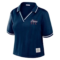 Polo court à col en V bleu marine Atlanta Braves de la marque WEAR by Erin Andrews pour femme