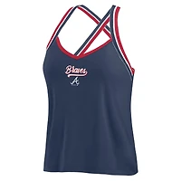 Débardeur à bretelles croisées WEAR by Erin Andrews pour femmes, bleu marine, Atlanta Braves