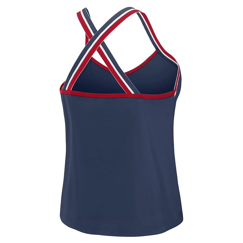 Women's WEAR by Erin Andrews Navy Atlanta Braves Cross Strap Tank Top
