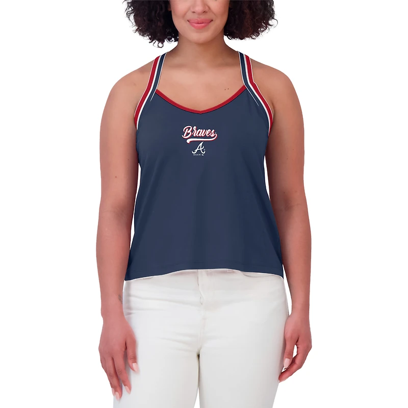 Débardeur à bretelles croisées WEAR by Erin Andrews pour femmes, bleu marine, Atlanta Braves