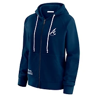 Women's WEAR by Erin Andrews Navy Atlanta Braves Vintage Full-Zip Raglan Hoodie