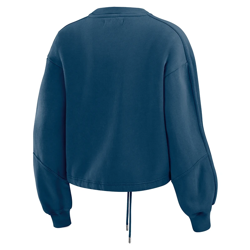 Ensemble de détente pour femme WEAR by Erin Andrews avec sweat-shirt et short en polaire délavé bleu marine des Atlanta Braves