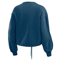 Ensemble de détente pour femme WEAR by Erin Andrews avec sweat-shirt et short en polaire délavé bleu marine des Atlanta Braves