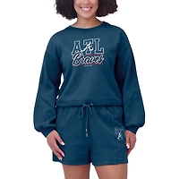 Women's WEAR by Erin Andrews  Navy Atlanta Braves Washed Fleece Sweatshirt & Shorts Lounge Set
