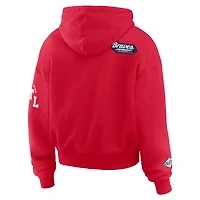 Women's WEAR by Erin Andrews Red Atlanta Braves  Patch Quarter-Zip Hoodie