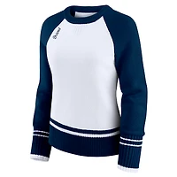 Women's WEAR by Erin Andrews White Atlanta Braves Colorblock Raglan Sweater