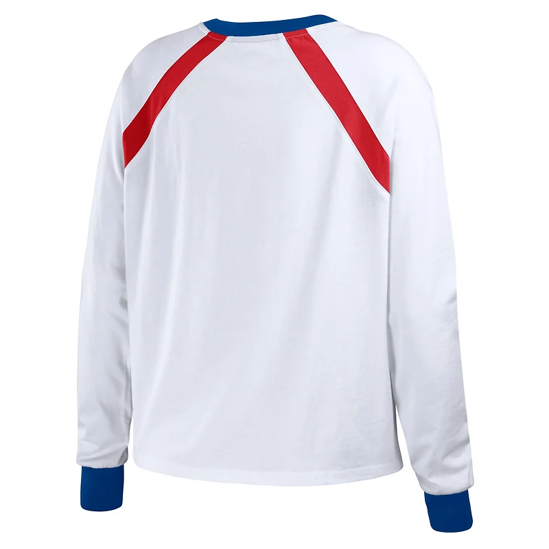 Women's WEAR by Erin Andrews White Atlanta Braves Raglan Long Sleeve T-Shirt