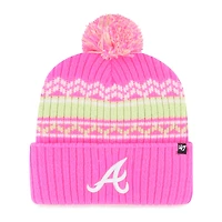 Youth '47 Pink Atlanta Braves Polar Vortex Cuffed Knit Hat with Pom