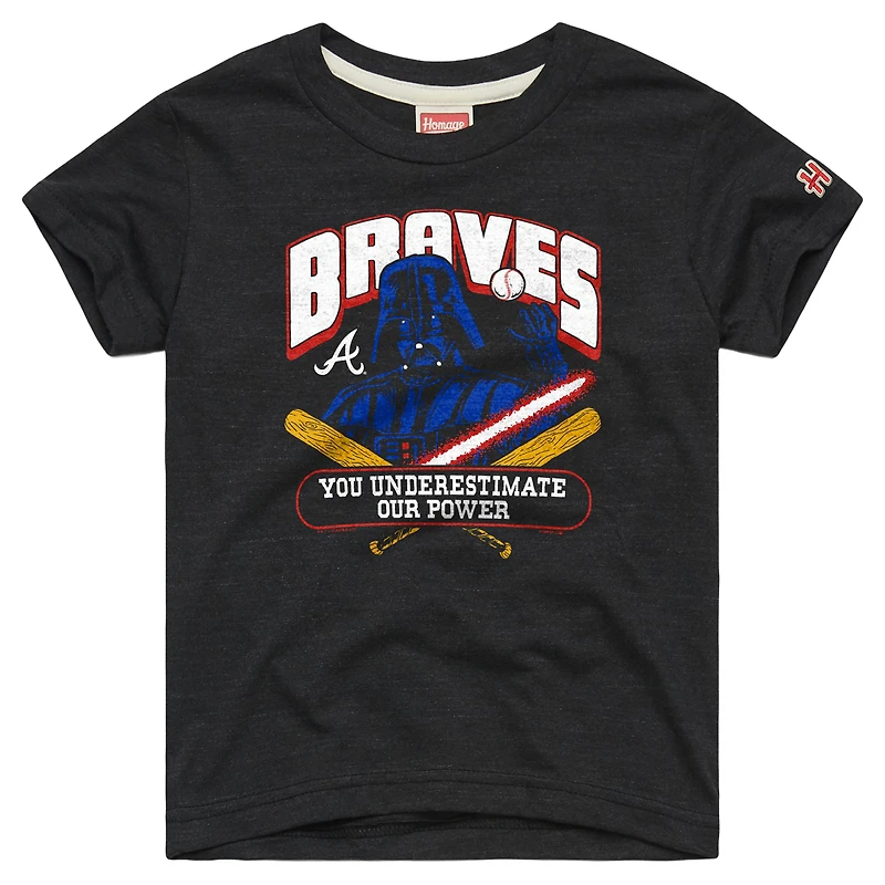 T-shirt hommage jeunesse anthracite Atlanta Braves Star Wars x MLB Côté obscur