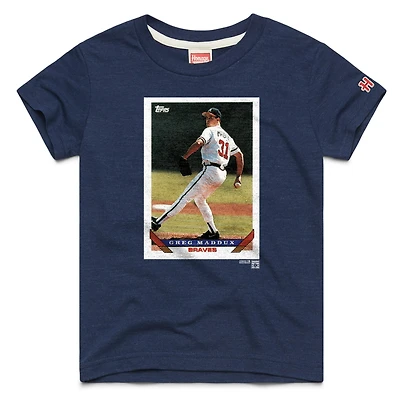 Youth Homage Greg Maddux Navy Atlanta Braves Topps Baseball Card Tri-Blend T-Shirt