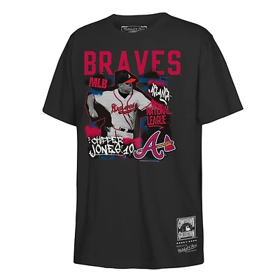Youth Mitchell & Ness Chipper Jones Black Atlanta Braves Cooperstown Star Moment T-Shirt