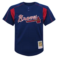 Maillot d'entraînement de frappeur en maille bleu marine Mitchell & Ness Chipper Jones pour jeunes Atlanta Braves Cooperstown Collection