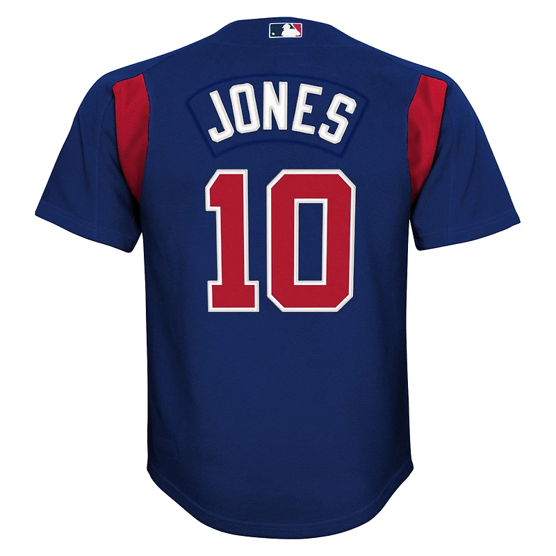 Maillot d'entraînement de frappeur en maille bleu marine Mitchell & Ness Chipper Jones pour jeunes Atlanta Braves Cooperstown Collection