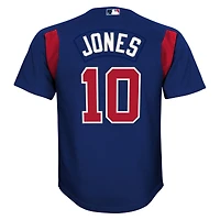 Maillot d'entraînement de frappeur en maille bleu marine Mitchell & Ness Chipper Jones pour jeunes Atlanta Braves Cooperstown Collection