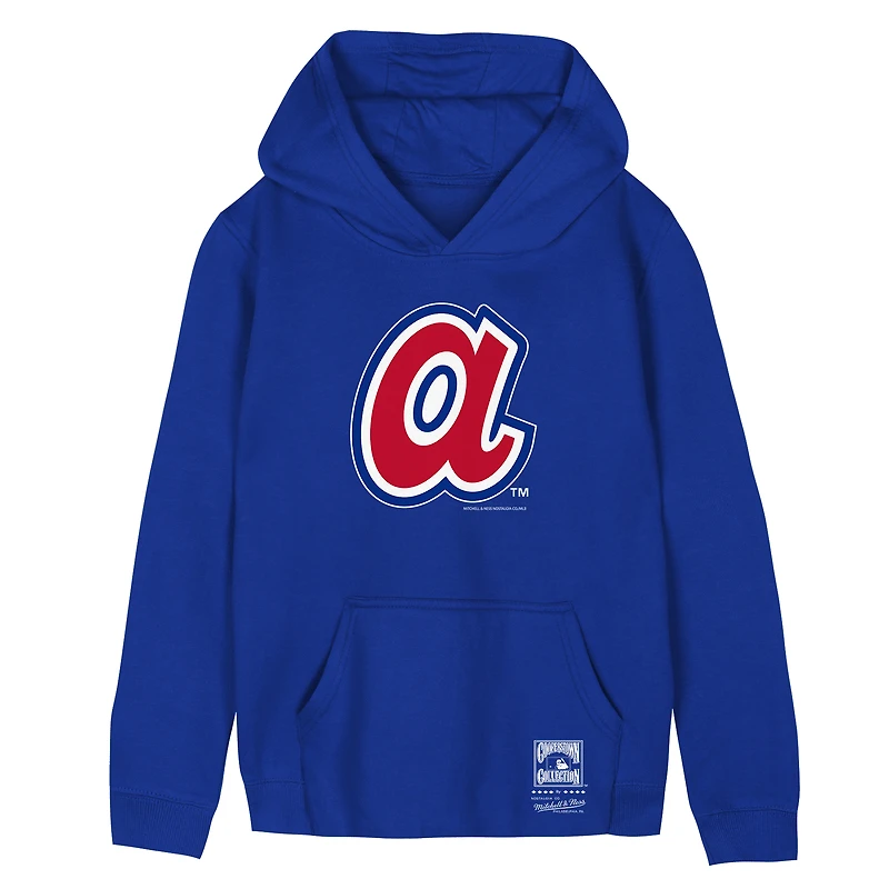 Youth Mitchell & Ness Royal Atlanta Braves Retro Logo Hoodie