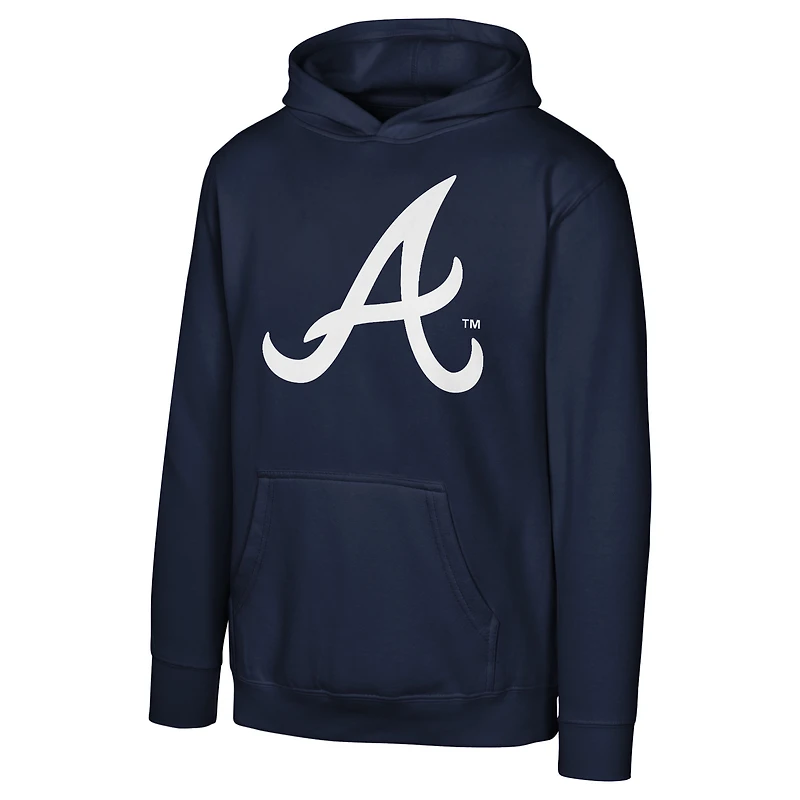 Sweat à capuche avec logo principal des Braves d'Atlanta de la marine pour jeunes