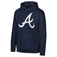 Sweat à capuche avec logo principal des Braves d'Atlanta de la marine pour jeunes