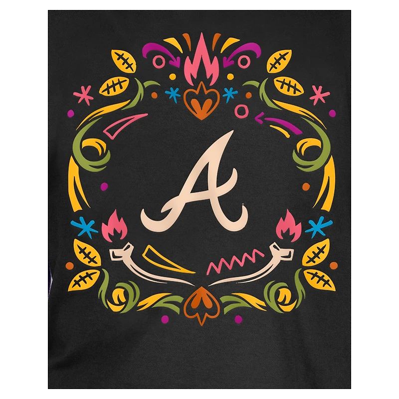 Youth New Era Black Atlanta Braves Día de los Muertos T-Shirt