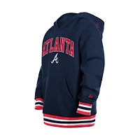 Youth New Era Navy Atlanta Braves Knit Trim Pullover Hoodie