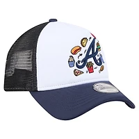 Casquette trucker ajustable New Era blanche/marine Atlanta Braves Food A-Frame 9FORTY pour jeunes