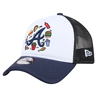 Casquette trucker ajustable New Era blanche/marine Atlanta Braves Food A-Frame 9FORTY pour jeunes