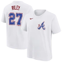 T-shirt Nike Austin Riley blanc pour jeune Atlanta Braves Fuse City Connect avec nom et numéro