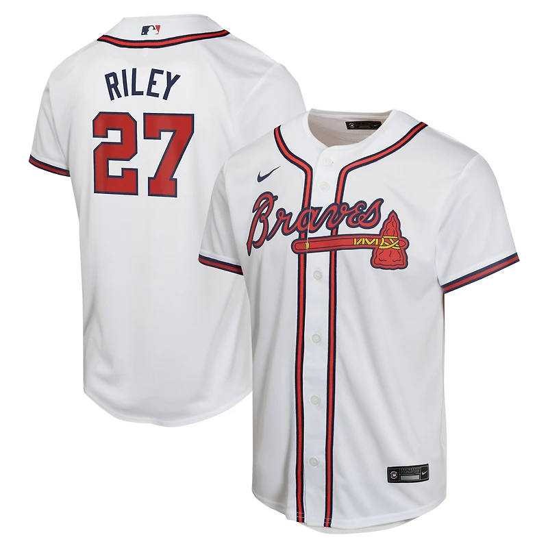 Maillot Nike Austin Riley pour jeune joueur des Braves d'Atlanta, blanc