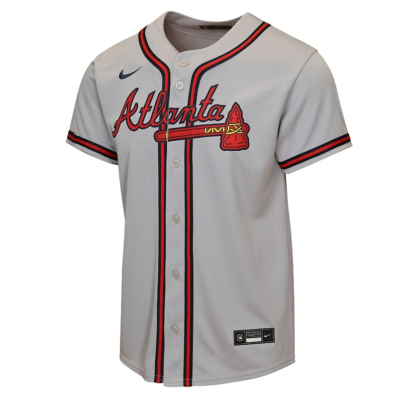 Youth Nike Gray Atlanta Braves Road Replica Jersey