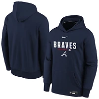 Youth Nike Navy Atlanta Braves Authentic Collection Therma-FIT Hoodie