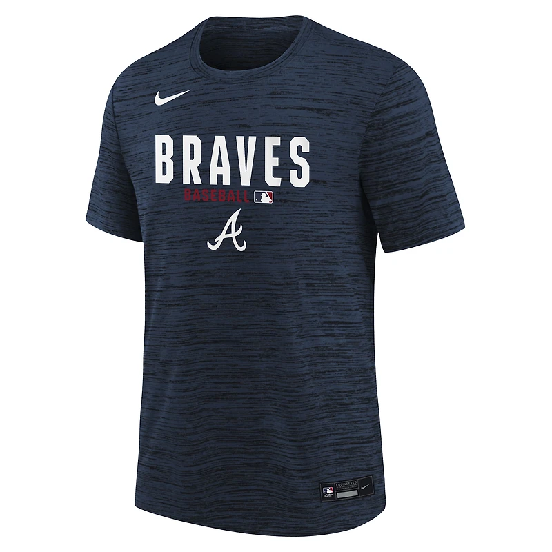 Youth Nike Navy Atlanta Braves Authentic Collection Velocity Dri-FIT T-Shirt
