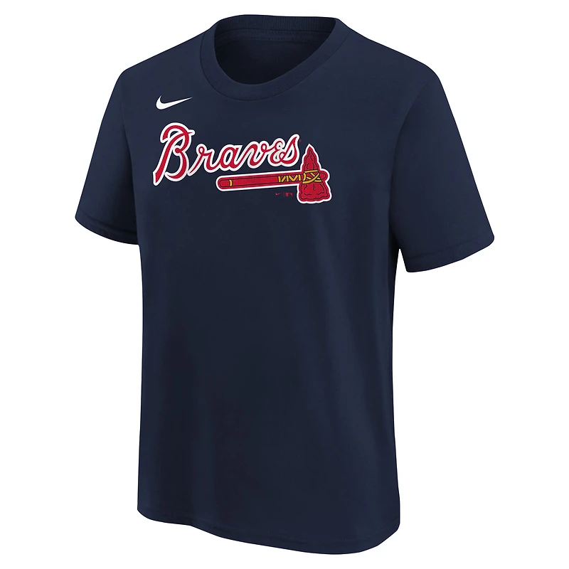 T-shirt Nike pour enfant Ronald Acuña Jr. bleu marine des Braves d'Atlanta, nom et numéro