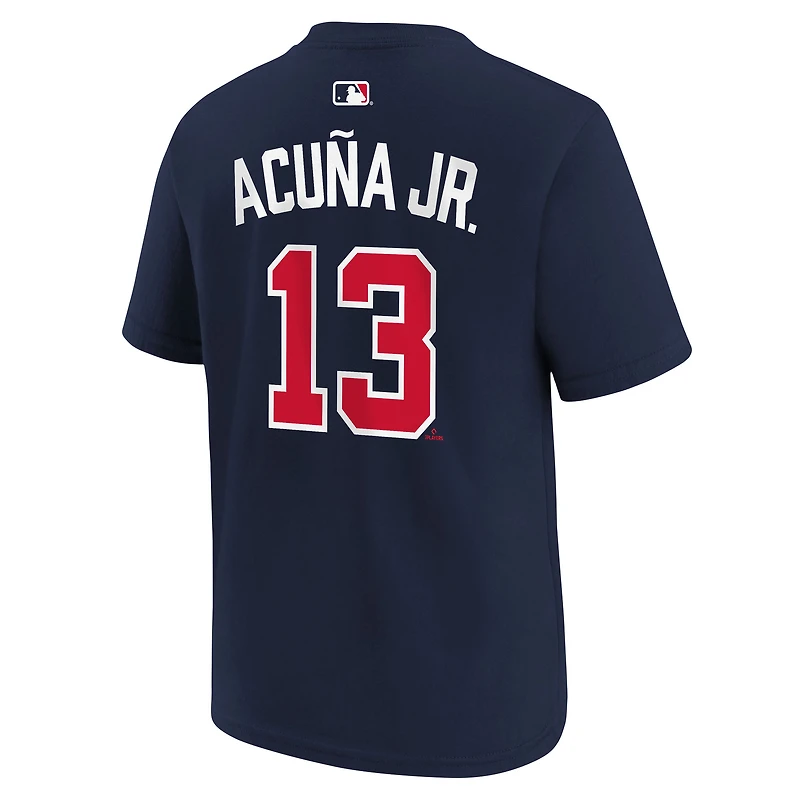 Youth Nike Ronald Acuña Jr. Navy Atlanta Braves Name & Number T-Shirt